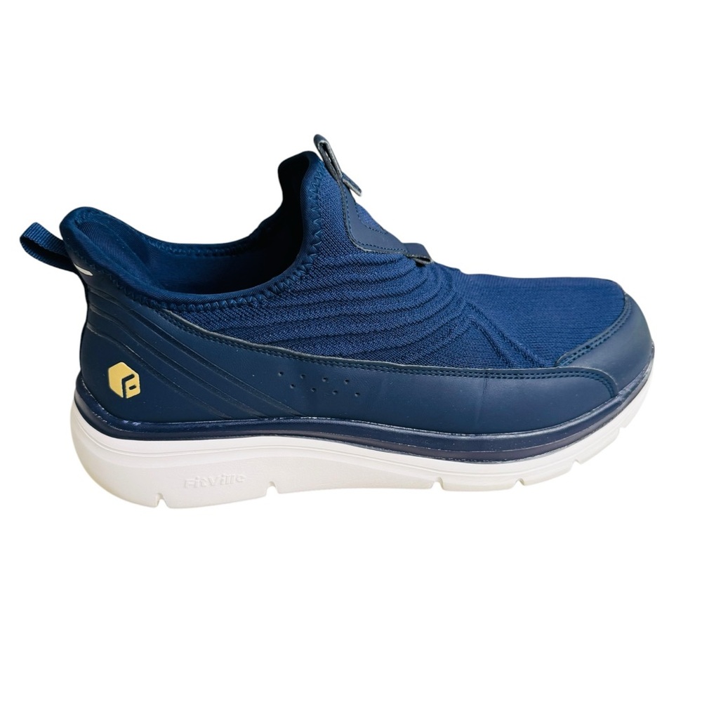 FitVille EasyTop Wings Diabetic Shoes Men’s US 9.5 Extra Wide Navy Slip On